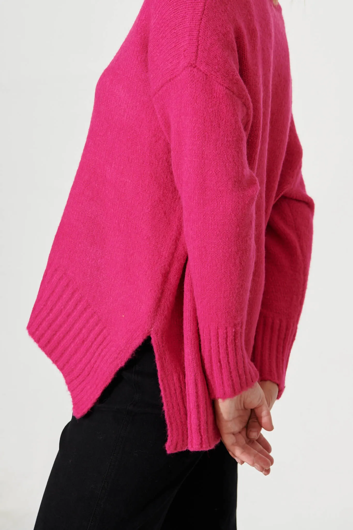 Carmella Knit In Fuchsia Wool Blend