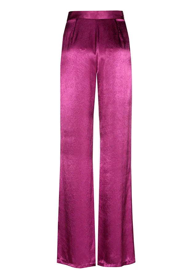 Caroline Biss MAGENTA LOOSE-FIT SHINY TROUSERS