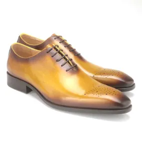 Carrucci Cognac Calfskin Leather Oxfords