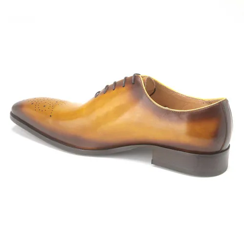 Carrucci Cognac Calfskin Leather Oxfords