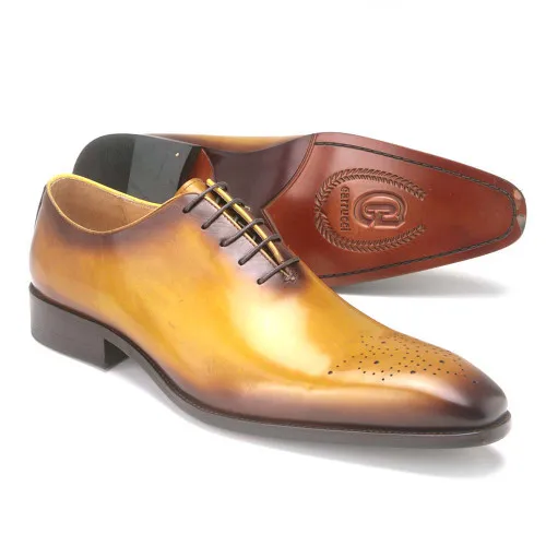 Carrucci Cognac Calfskin Leather Oxfords