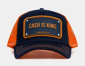 Cash Is King Trucker Mens Hat Navy Orange