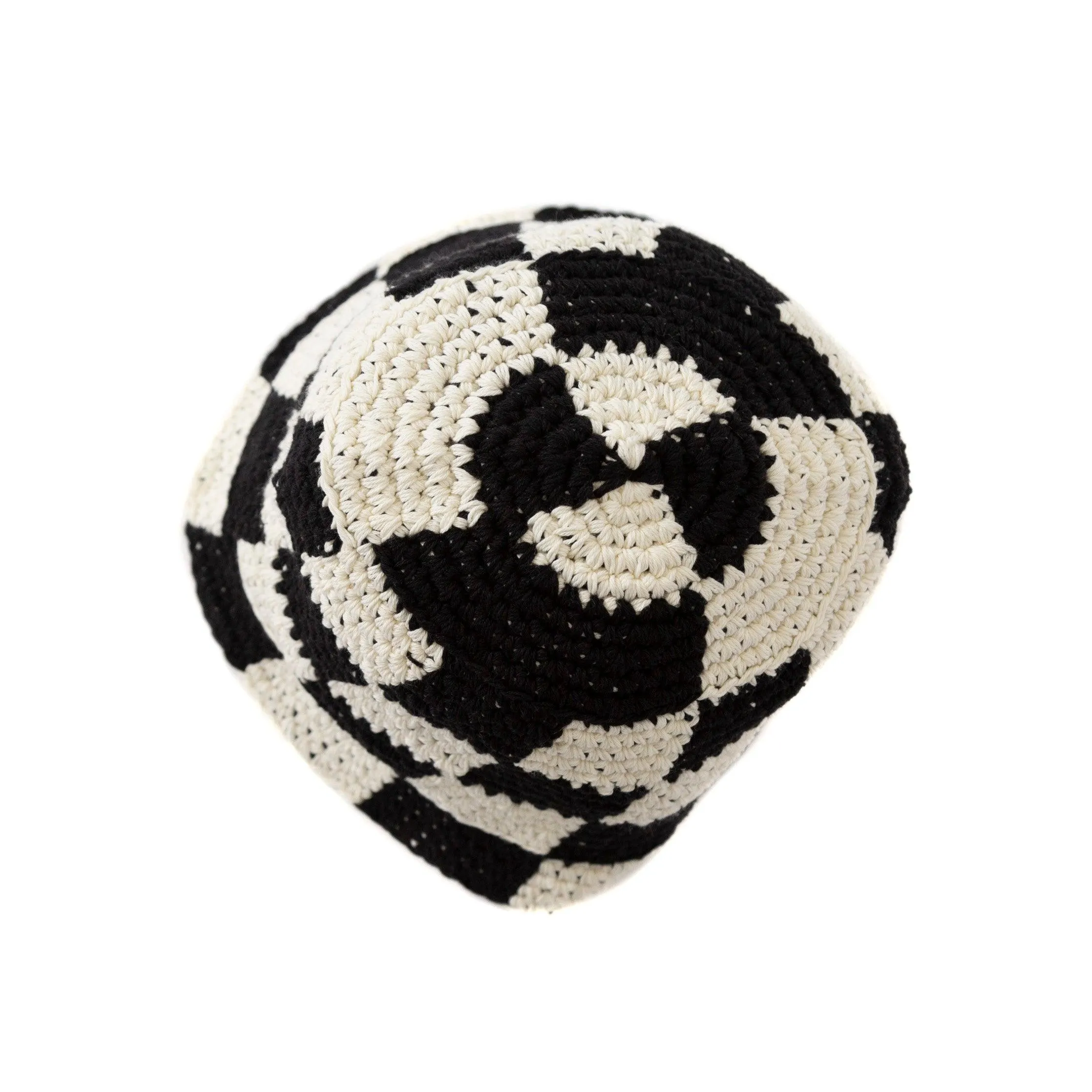 Checkerboard Crochet Black Bucket Hat