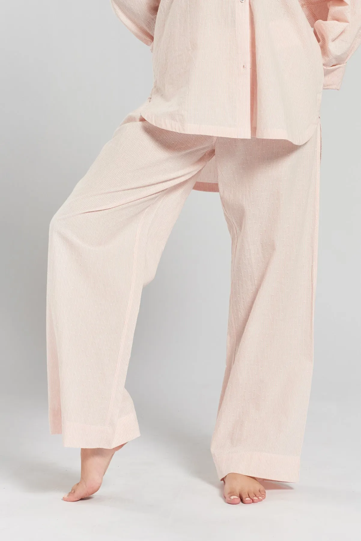 Chicory striped woven-cotton pyjama trousers - Dawnlight Coral