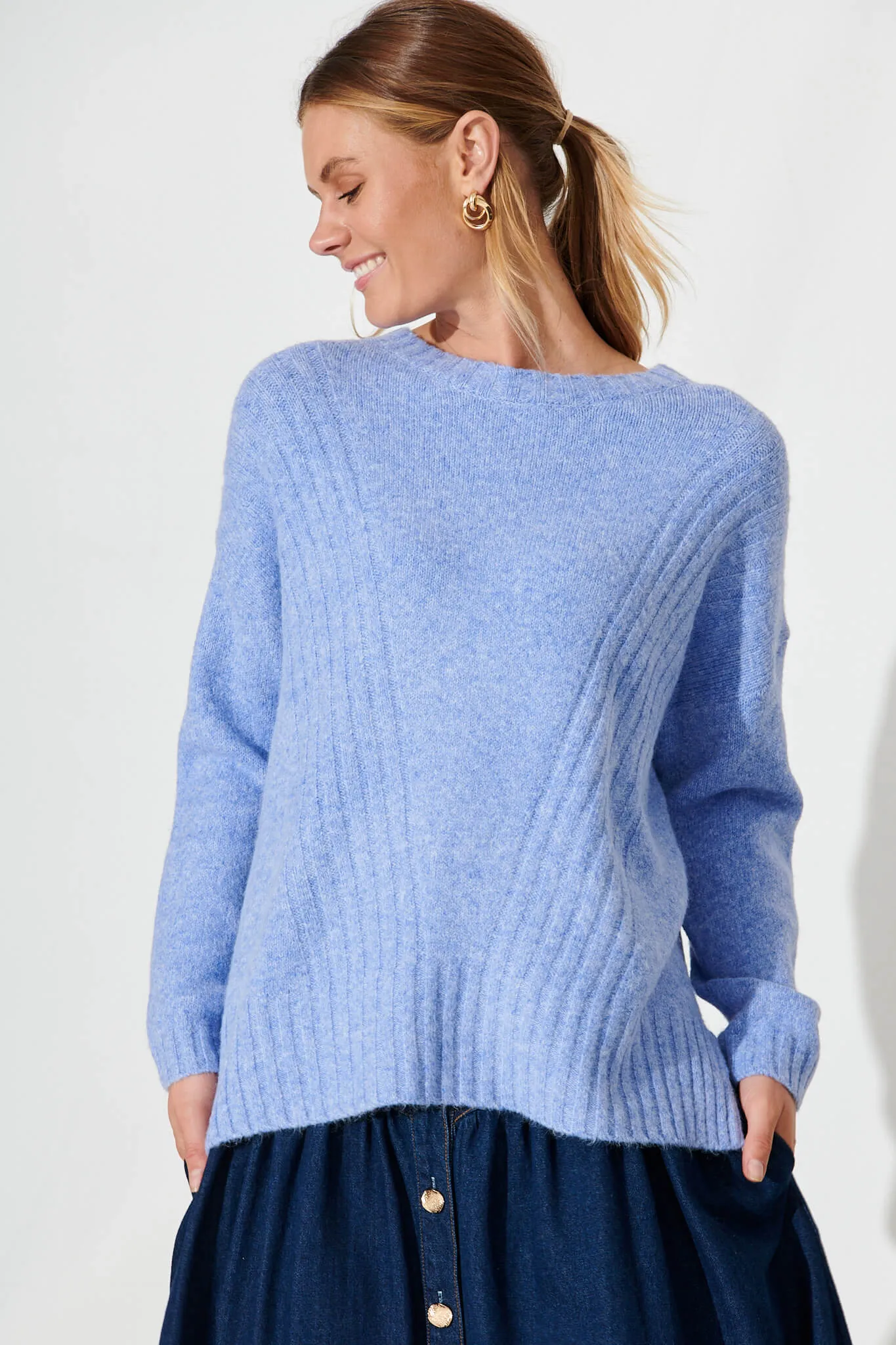 Cinquanta Knit In Light Blue Wool Blend