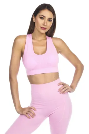 Club Moda Textured Scoop Neck Seamless Sports Bra