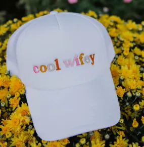 Cool Wifey Trucker Hat All White