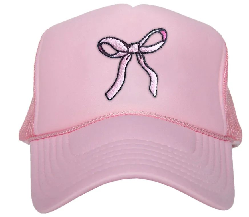 Coquette Pink Bow Trucker Hat Light Pink