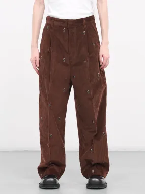 Corduroy Embroidered Trousers (H526Y04WDU-COCOA)