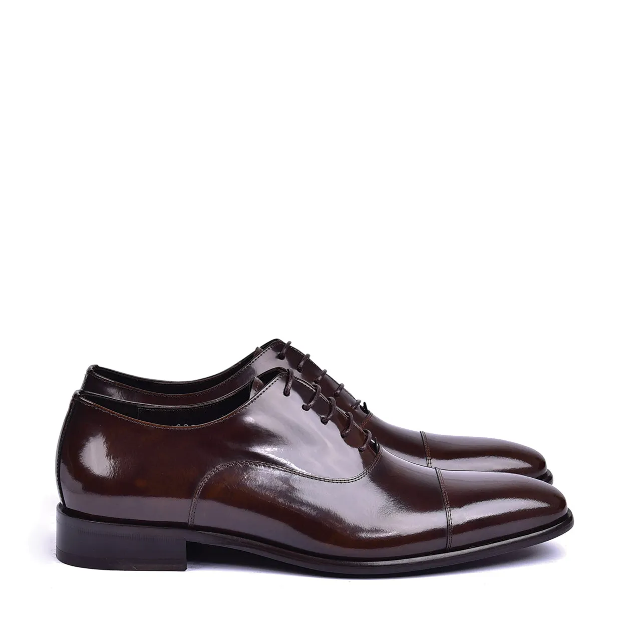 Brown Shiny Calf Skin Leather Cap toe Lace Up Oxfords for Men - Corrente C0095 6265 (CRT1447)