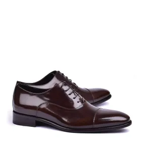 Brown Shiny Calf Skin Leather Cap toe Lace Up Oxfords for Men - Corrente C0095 6265 (CRT1447)