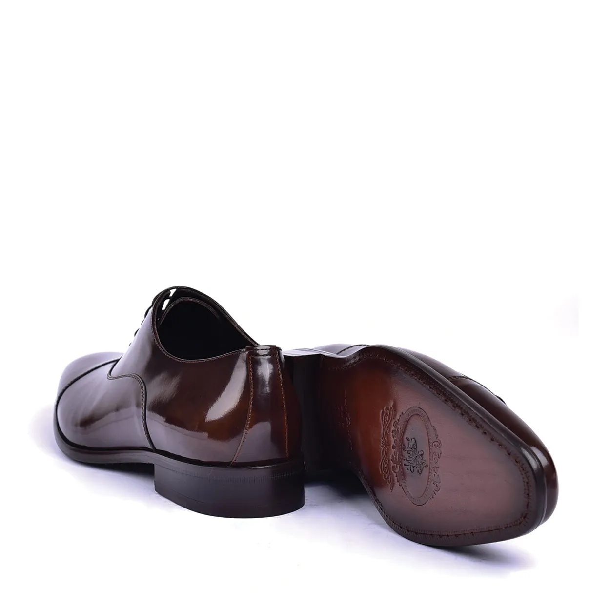 Brown Shiny Calf Skin Leather Cap toe Lace Up Oxfords for Men - Corrente C0095 6265 (CRT1447)