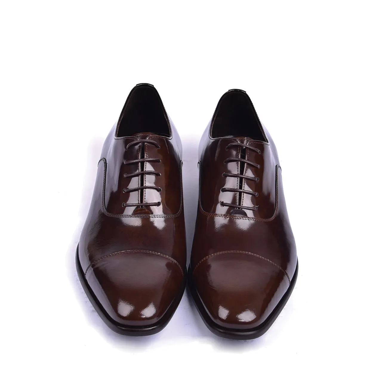 Brown Shiny Calf Skin Leather Cap toe Lace Up Oxfords for Men - Corrente C0095 6265 (CRT1447)