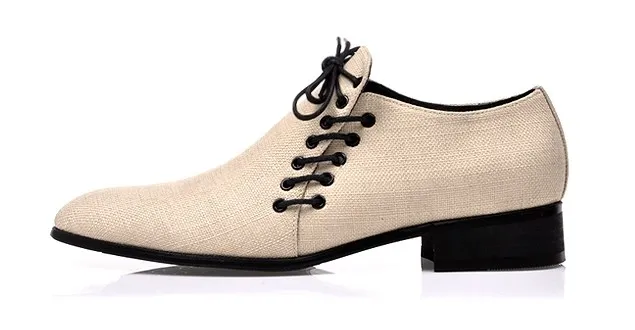 Cream Double Lace-Up Loafer Oxfords in Khaki for Men