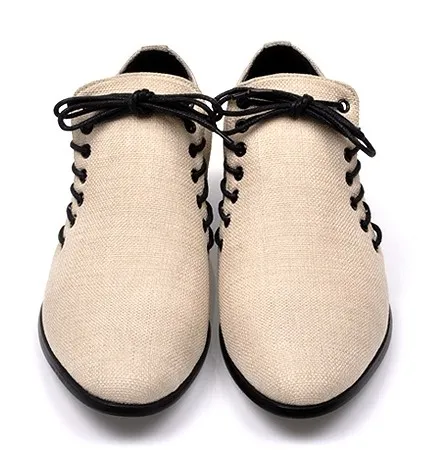 Cream Double Lace-Up Loafer Oxfords in Khaki for Men