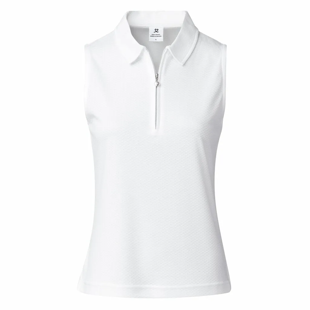 Daily Women's Sleeveless White Polo Shirt - Peoria