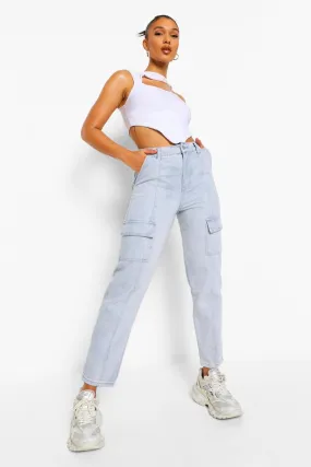 Denim Belted Cargo Jeans