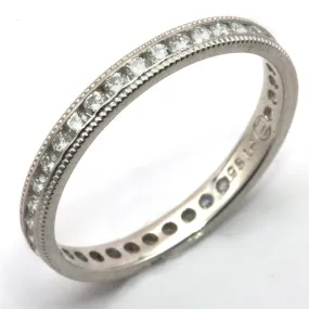 Diamond Channel Set Eternity Band Anniversary Ring with Milgrain Edges