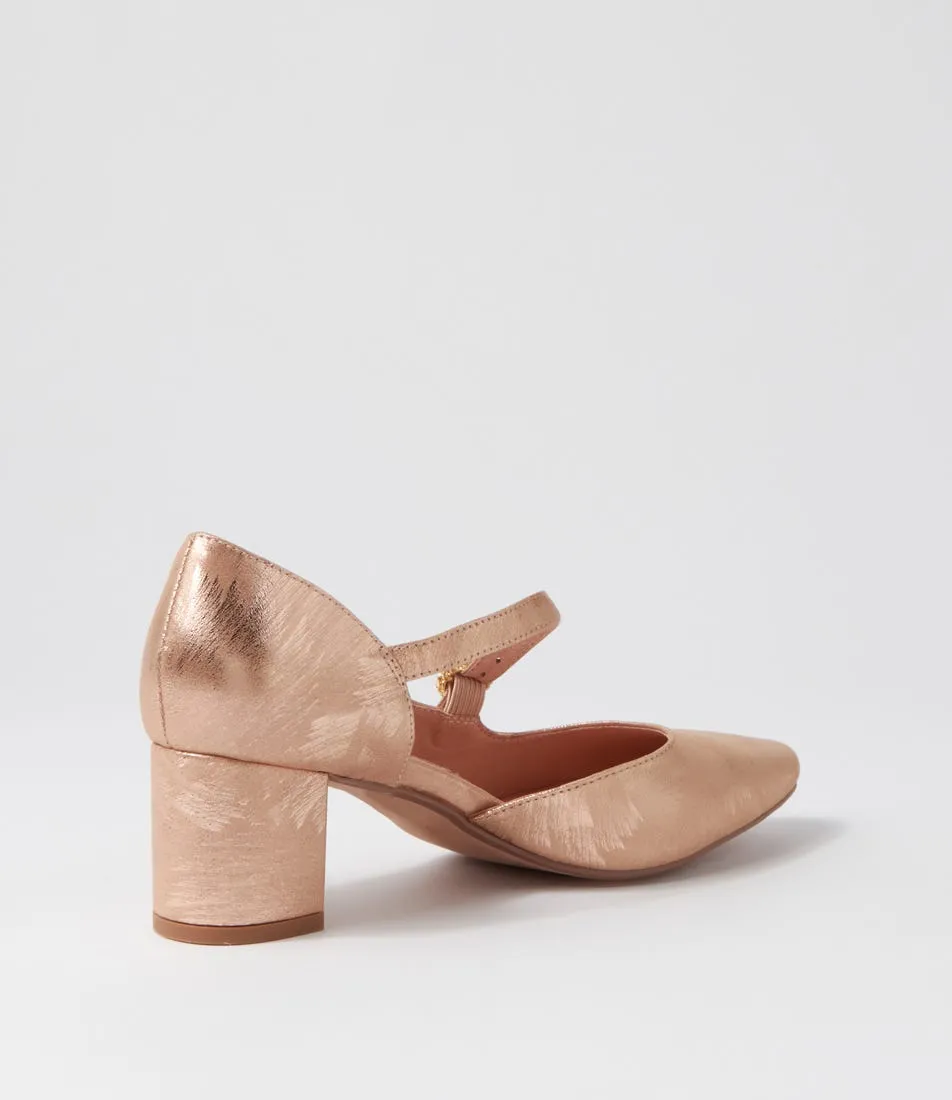 DIANA FERRARI Langden Rose Gold Brushed Leather Heels