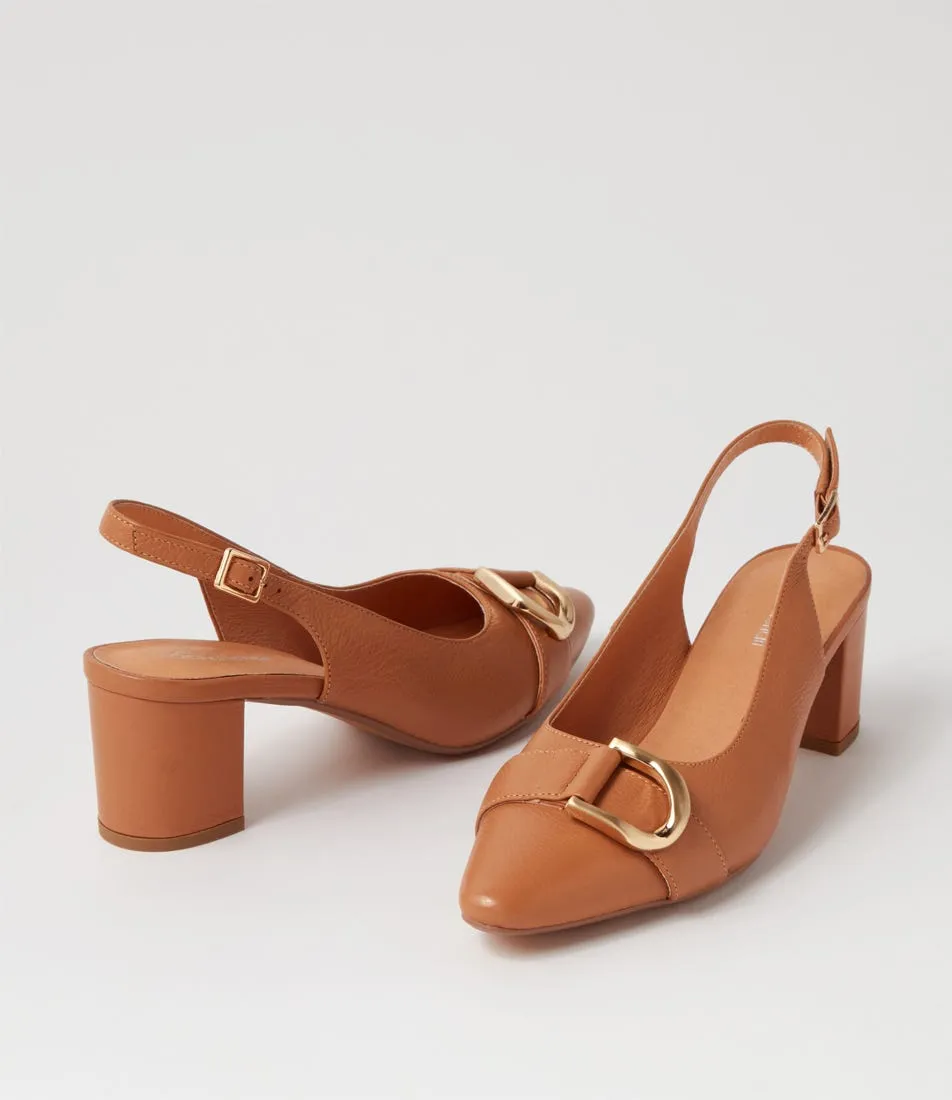 DIANA FERRARI Lovily Dark Tan Leather Heels