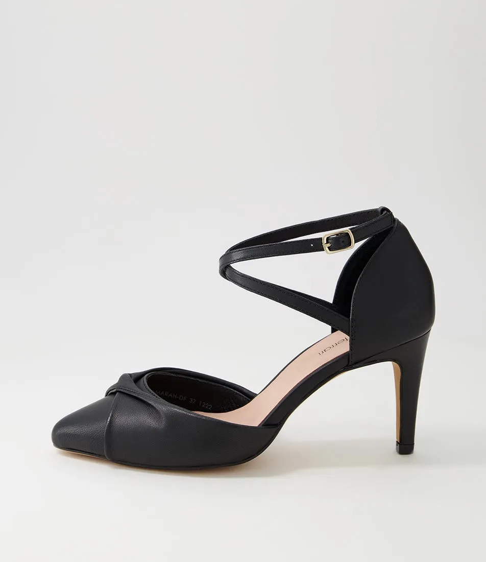 DIANA FERRARI Tamarah Black Leather Heels