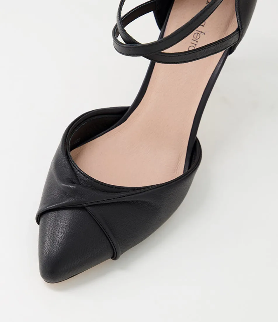 DIANA FERRARI Tamarah Black Leather Heels