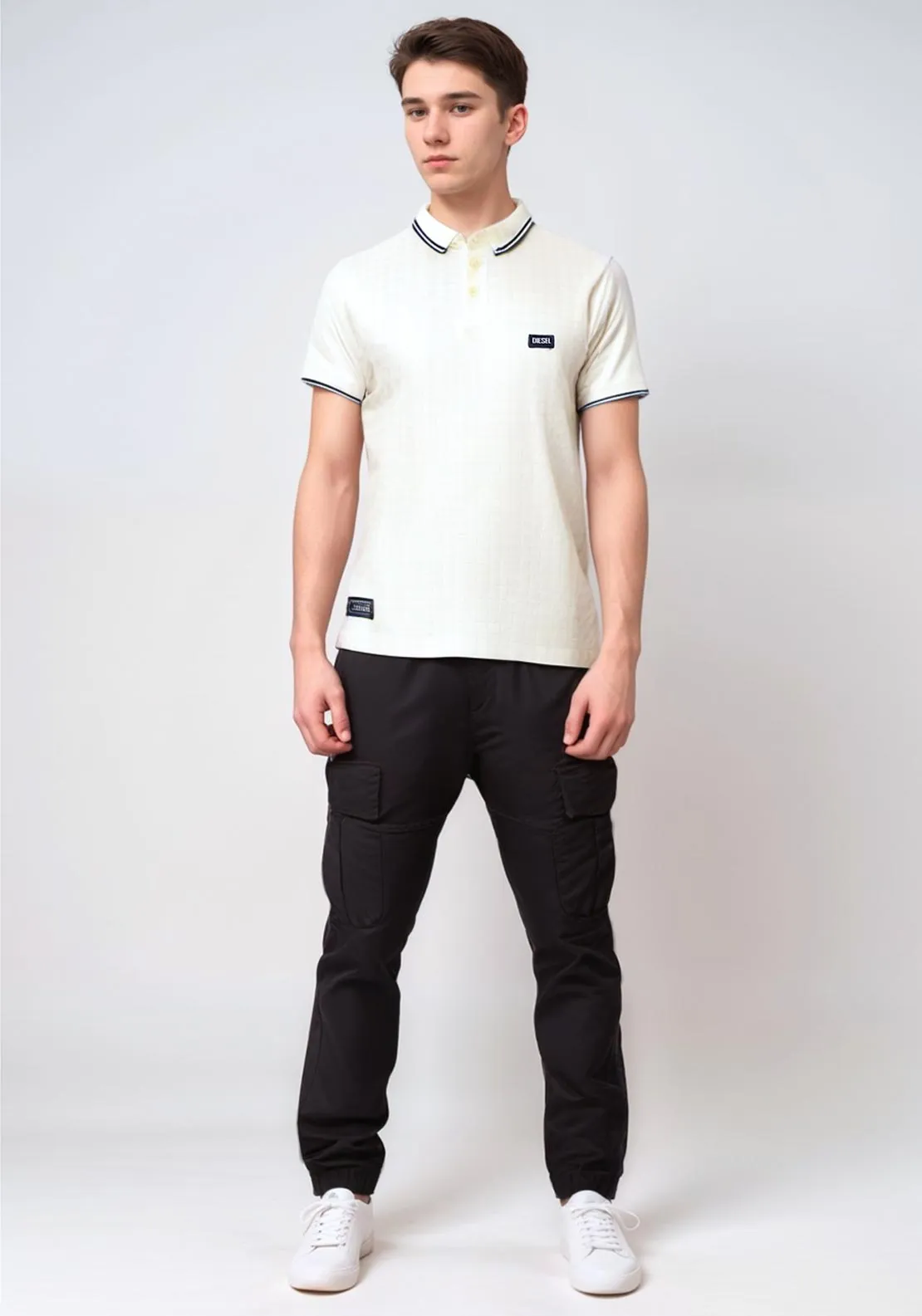 Diesel Boys Ted Short Sleeve Polo, White