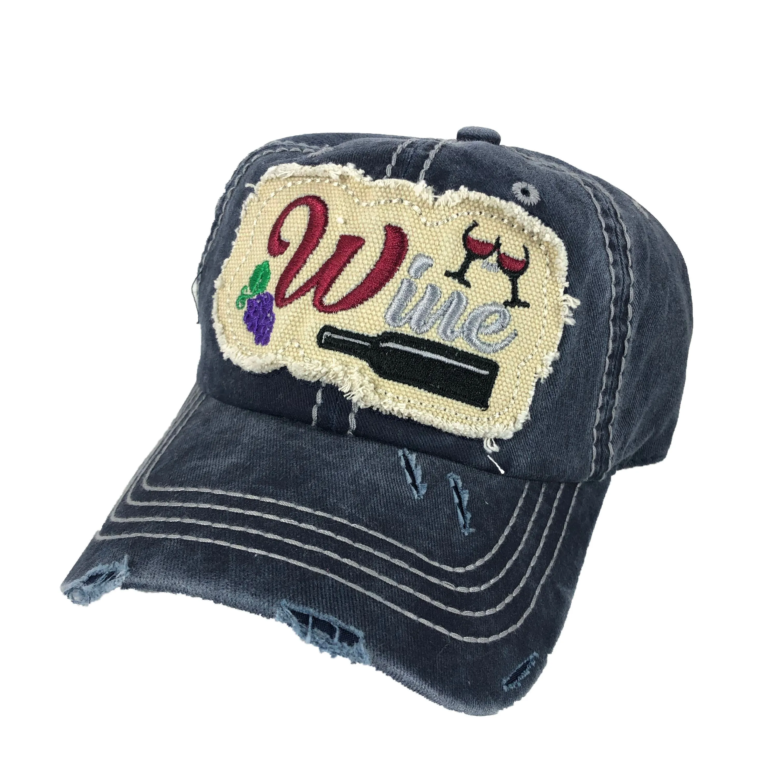 Distressed Denim Wine Hat