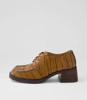 DJANGO & JULIETTE Eavan Coffee Croc Leather Heels