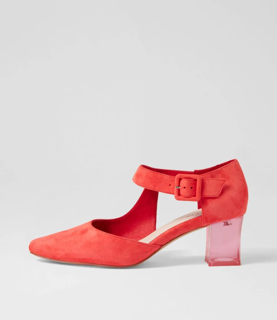 DJANGO & JULIETTE Happie Melon Suede Mary Jane Heels