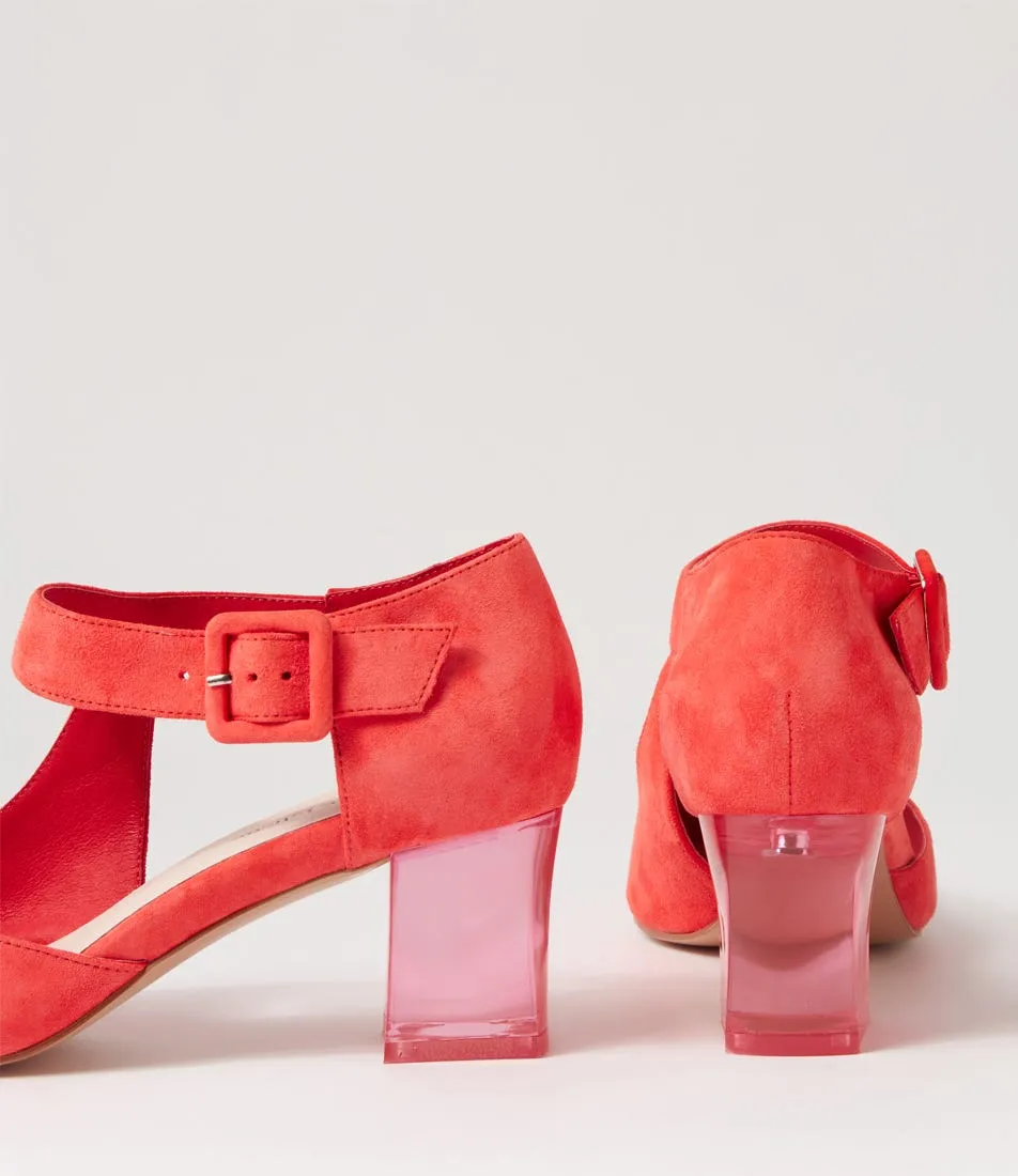 DJANGO & JULIETTE Happie Melon Suede Mary Jane Heels