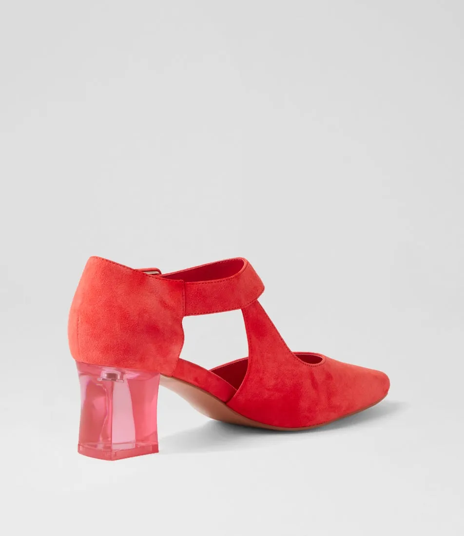 DJANGO & JULIETTE Happie Melon Suede Mary Jane Heels