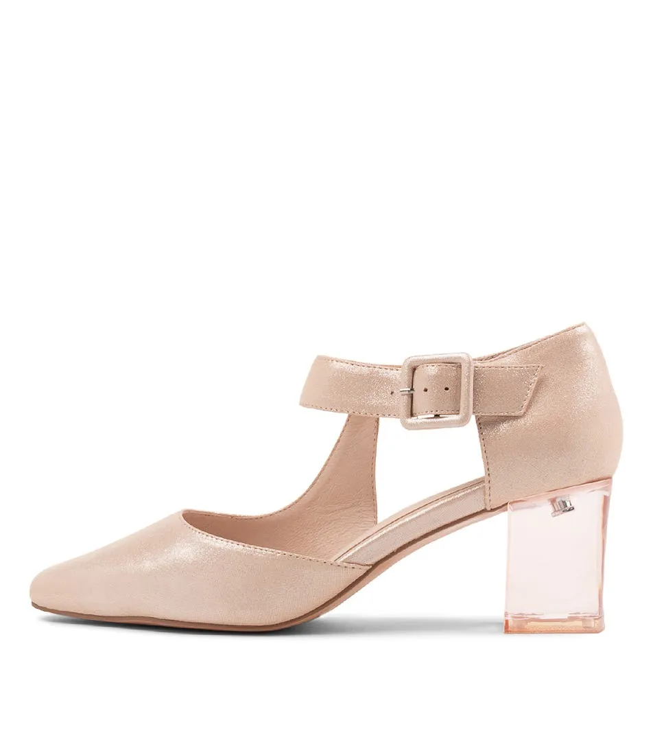 DJANGO & JULIETTE Happie Nude Shimmer Leather Mary Jane Heels