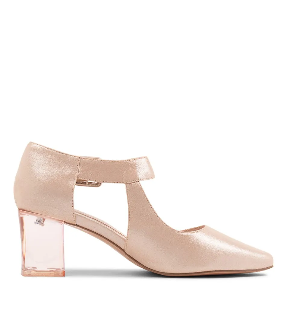 DJANGO & JULIETTE Happie Nude Shimmer Leather Mary Jane Heels