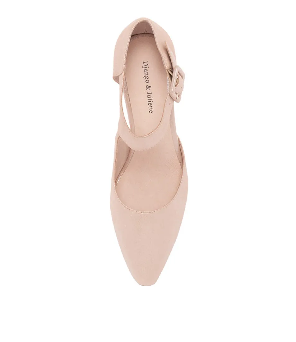 DJANGO & JULIETTE Happie Nude Shimmer Leather Mary Jane Heels