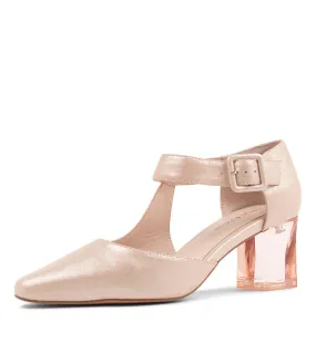 DJANGO & JULIETTE Happie Nude Shimmer Leather Mary Jane Heels