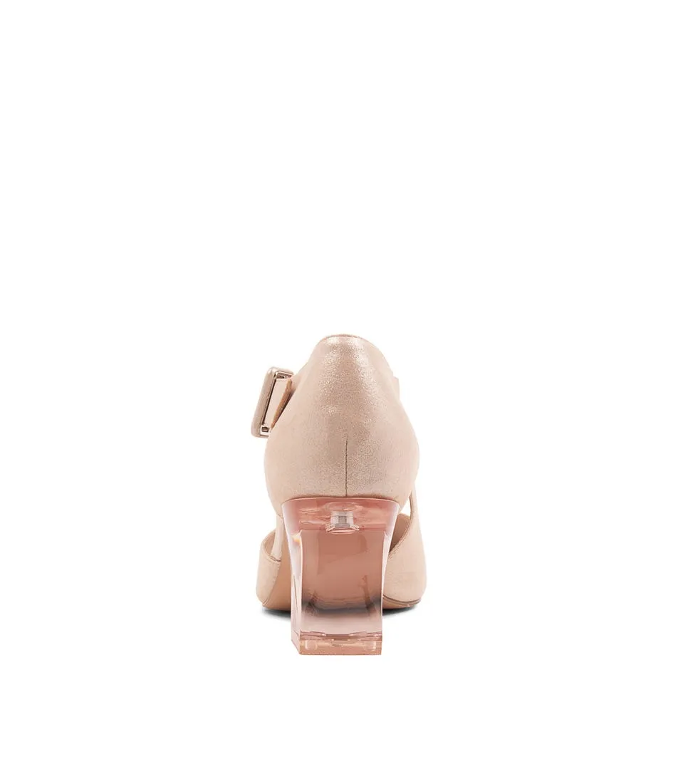 DJANGO & JULIETTE Happie Nude Shimmer Leather Mary Jane Heels