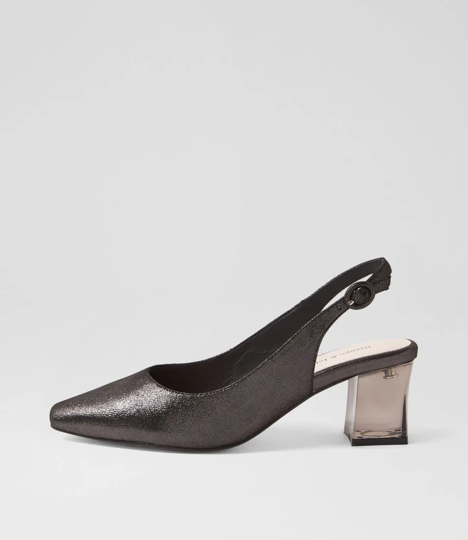 DJANGO & JULIETTE Hinnis Black Shimmer Leather Heels