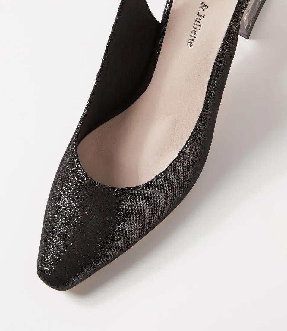 DJANGO & JULIETTE Hinnis Black Shimmer Leather Heels