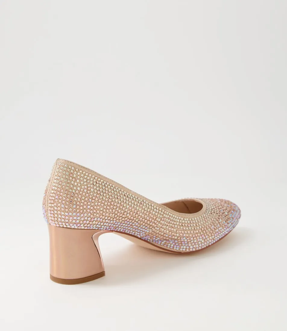 DJANGO & JULIETTE Jenice Rose Gold Petrol Leather Heels