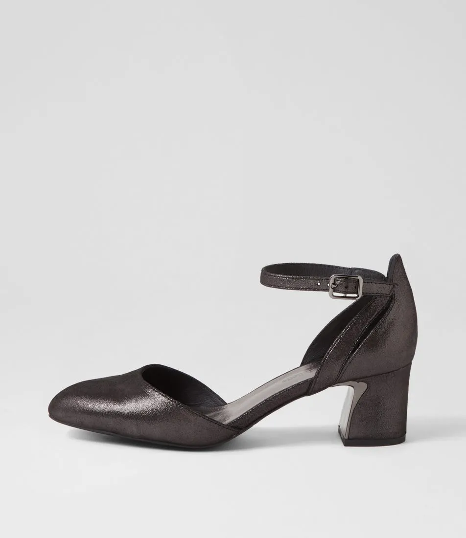 DJANGO & JULIETTE Jillie Black Shimmer Leather Heels