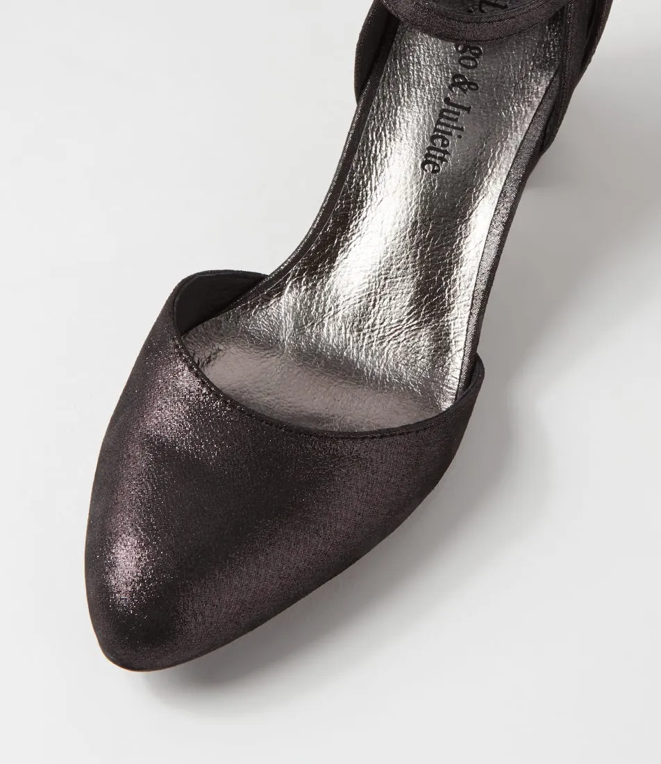 DJANGO & JULIETTE Jillie Black Shimmer Leather Heels