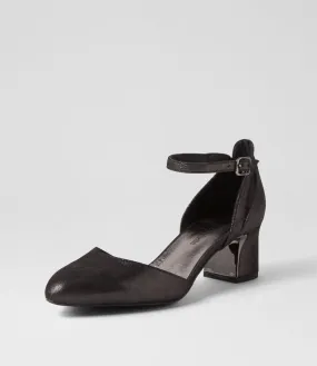 DJANGO & JULIETTE Jillie Black Shimmer Leather Heels