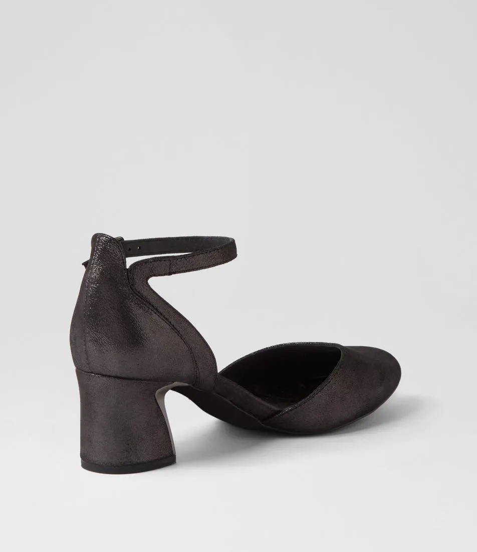 DJANGO & JULIETTE Jillie Black Shimmer Leather Heels