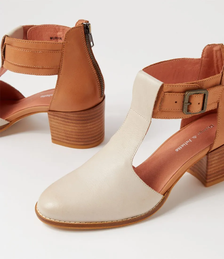 DJANGO & JULIETTE Murvin Nude Dark Tan Leather Heels