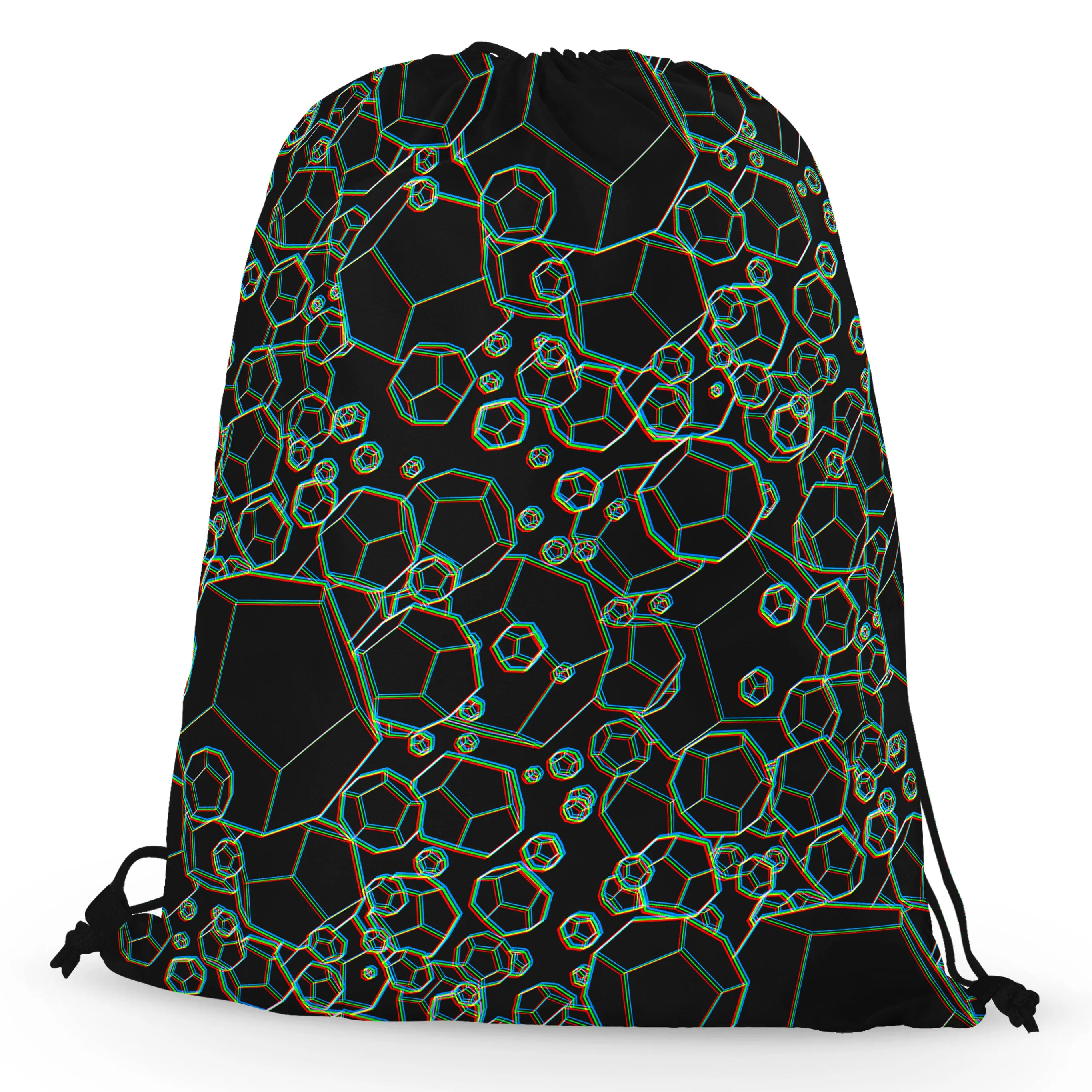 Dodecahedron Madness Glitch Drawstring Bag