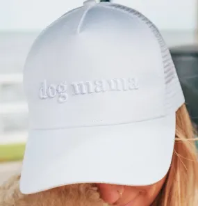 Dog Mom Embroidered Trucker Hat White