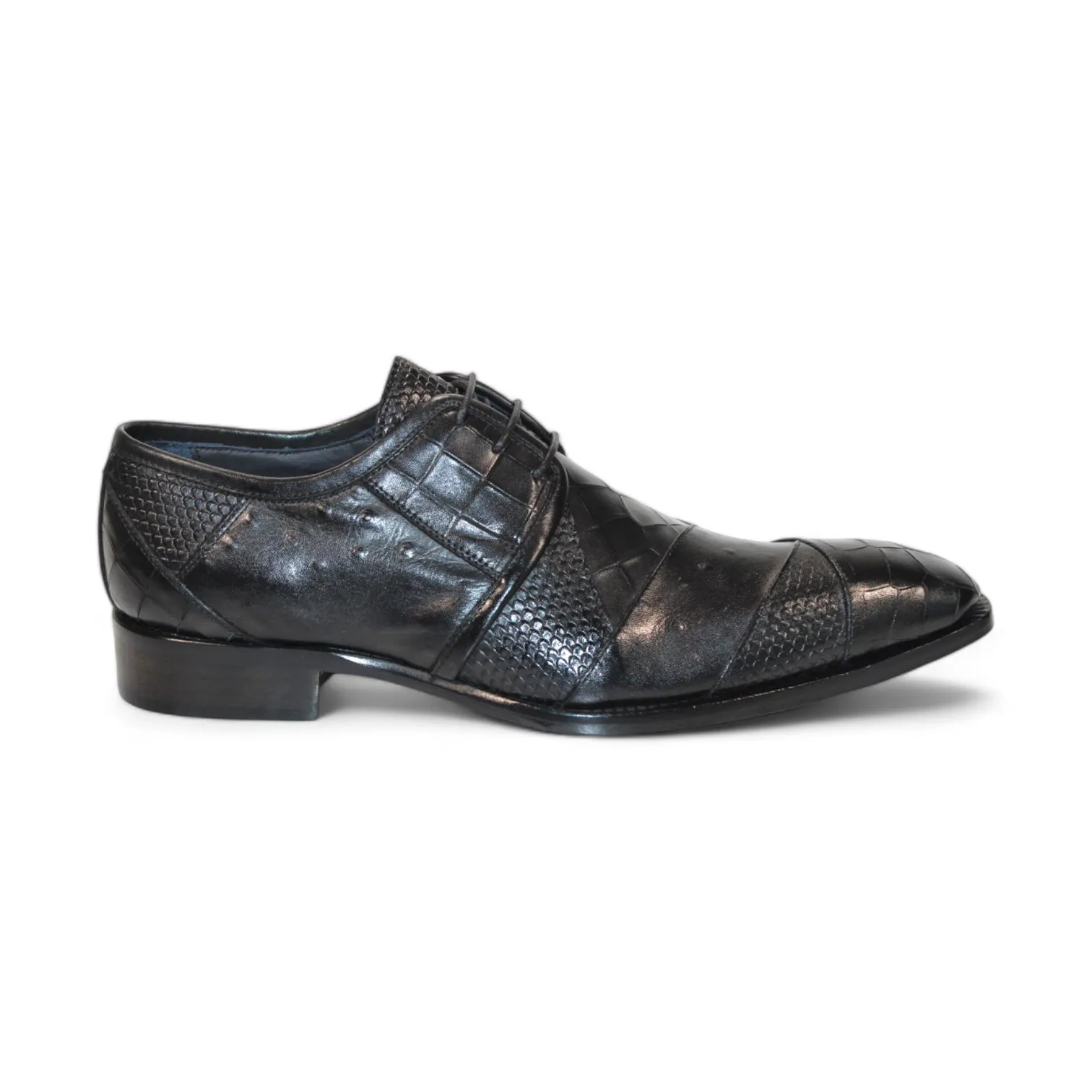 Duca Imperio Men's Black Leather Oxfords