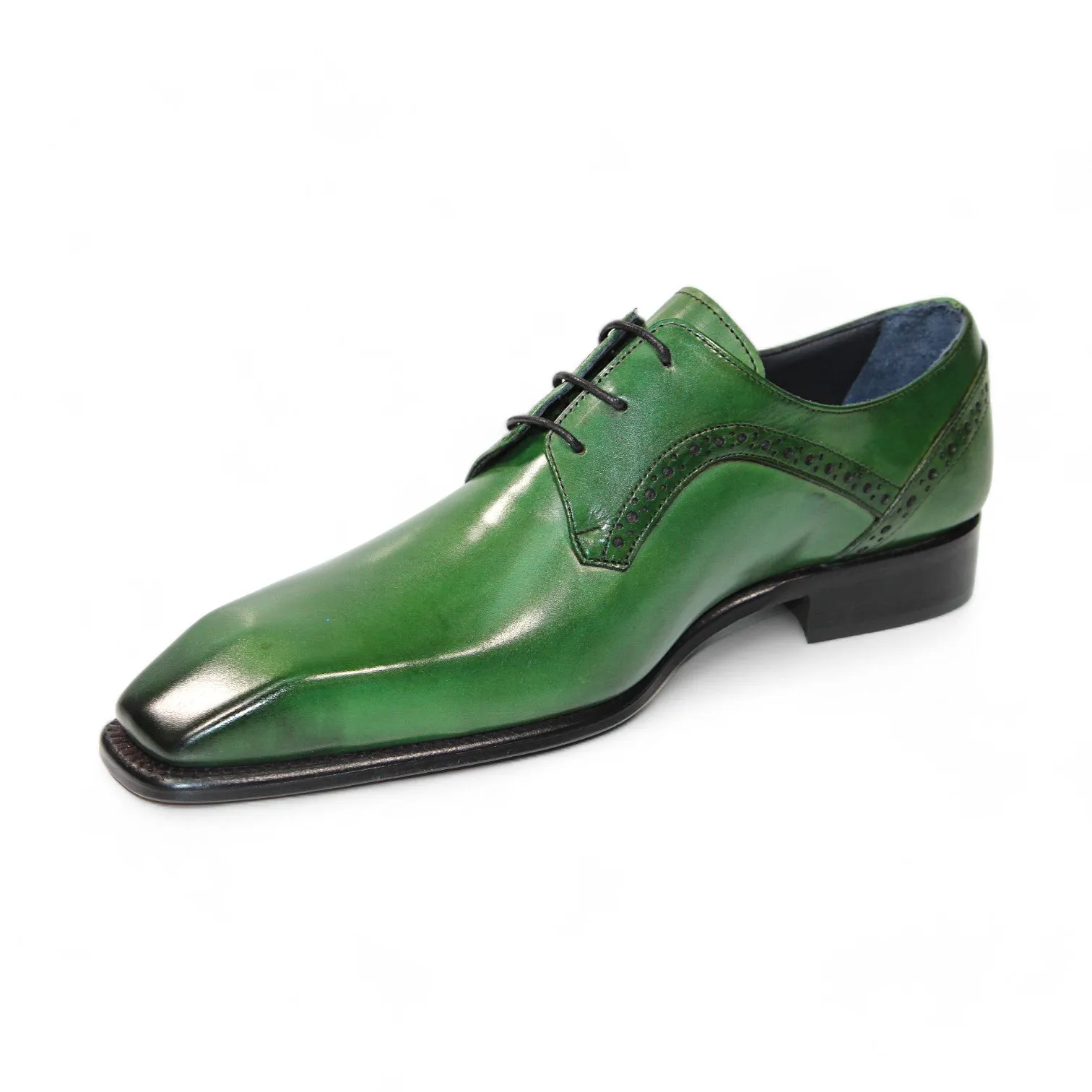 Duca Spada Men's Shoes Green Calf-Skin Leather Oxfords (D1173)