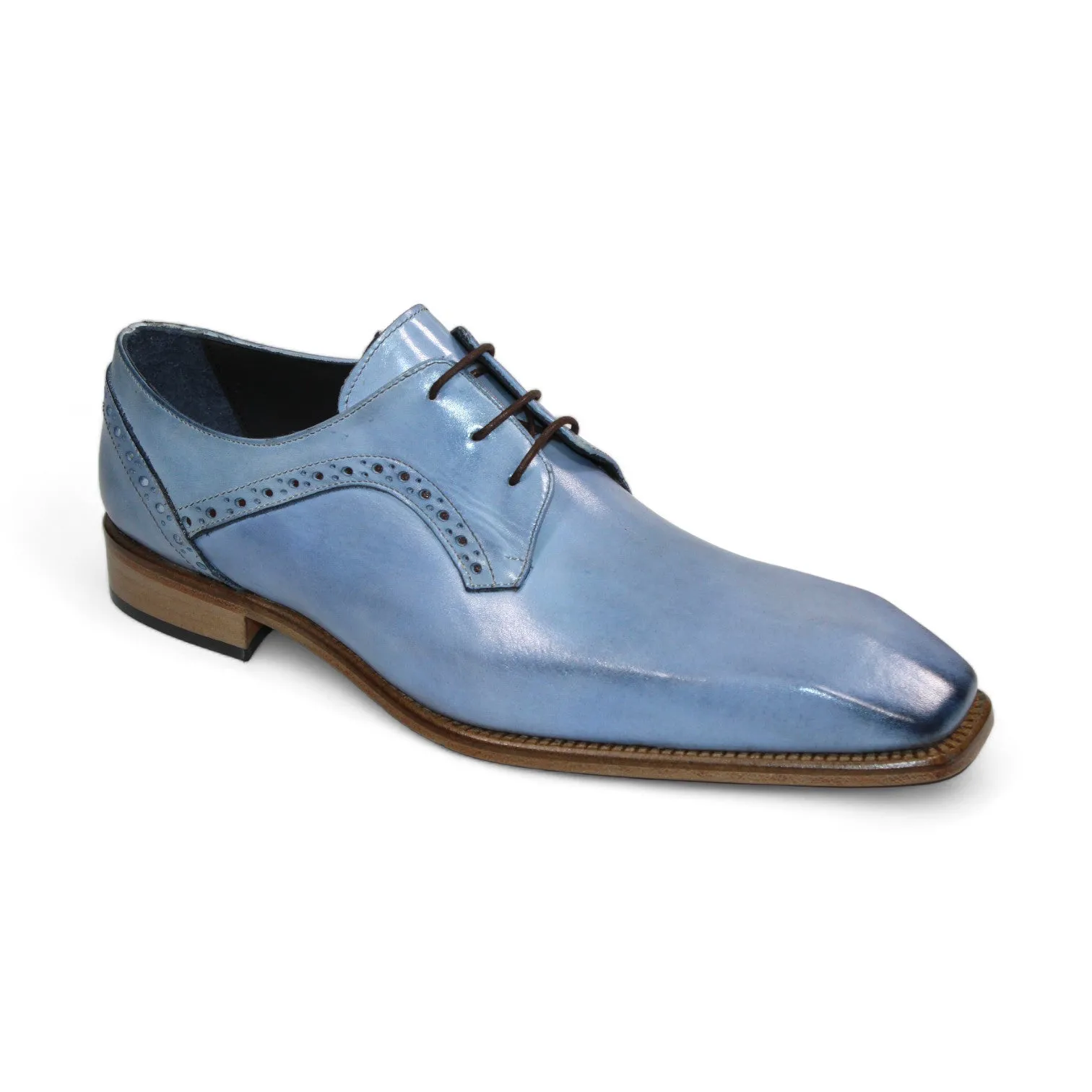 Duca Spada Men's Shoes Light Blue Calf-Skin Leather Oxfords (D1174)